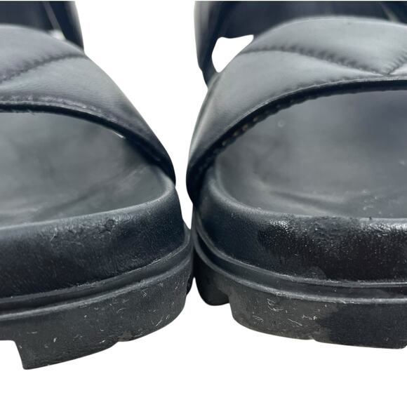 Prada Calzature Donna Logo 20mm Dad Sandal Black Nappa Leather Size 37 - Picture 10 of 15